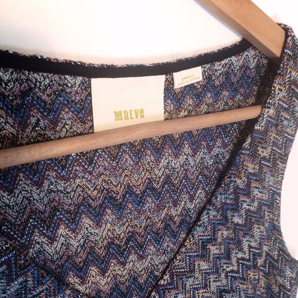 Anthropologie Maeve Westwater Boho Chevron Drop Waist Festival Dress Size Small - Picture 5 of 6